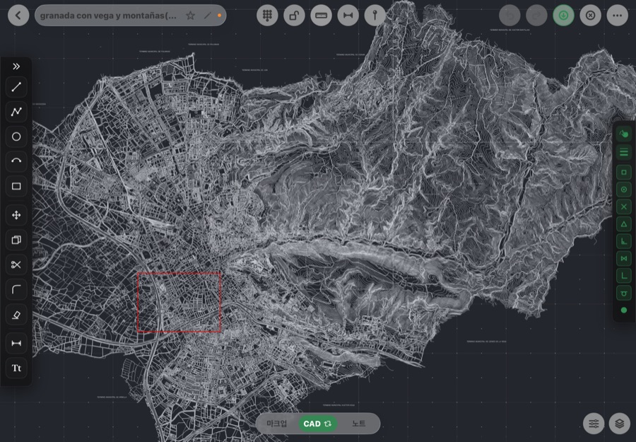 Full Granada topographic map opened in Fluxketch